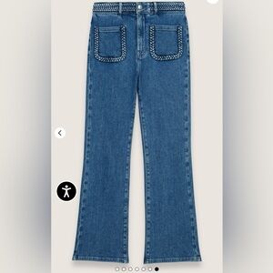 MAJE Braided Denim Jeans- Slightly Flared, Mid Rise- Size 26